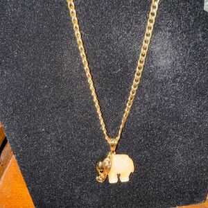 Gold Elephant Pendant Necklace